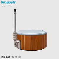 Bropool Offre Spéciale Baignoire Spa Moderne en Bois de Bouleau Nordique Massif avec Poêle Extérieur pour 6 Personnes