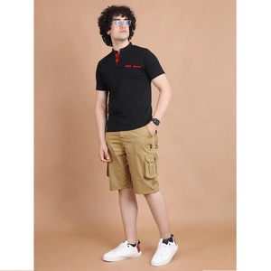 Camiseta de media manga de algodón 100% de calidad superior para hombre, diseño de cuello mandarín informal cómodo para uso diario en la oficina - Product Image 1