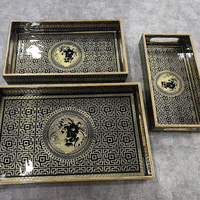 Plateau de service moderne en bois à un seul niveau avec lion imprimé Incroyable 3-COMBOS Salle à manger Décoration intérieure pour cuisine Salon Rangement