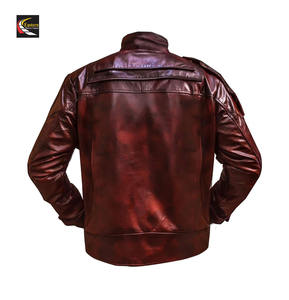 Venta caliente para hombre estrella Halloween Cosplay abrigo venta al por mayor chaqueta de cuero de imitación granate desgastado - Product Image 2