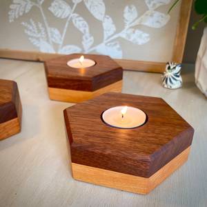 Bougeoir en bois moderne en bois naturel luxe artisanal bougeoir décor élégant support de lampe de table éclairage d'accent rustique - Product Image 3
