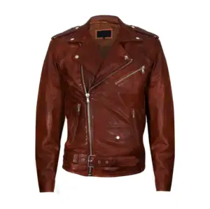 2023 Get Best Quality At FOX APPARELS Men Top Leather Jackets Genuine Sheep Goat Skin Leather Brown Motorcycle Leather Jacket