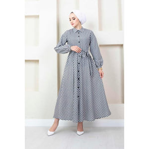 Robe Hijab noir et blanc à motifs pied-de-poule Accessoire vestimentaire musulman traditionnel - Product Image 4