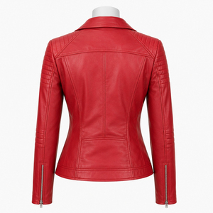 Veste en cuir pour femme, construction durable, texture douce, coupe confortable, veste de motard personnalisée, cuir véritable - Product Image 2