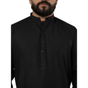 Nadeem Kurta para hombre, color negro liso, A-7, corte regular, elegante y con estilo - Product Image 6