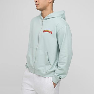 Sweats à capuche et sweat-shirt à fermeture éclair pour hommes 100% coton, sweat à capuche surdimensionné à épaules tombantes, sweat à capuche avec logo personnalisé pour homme - Product Image 6