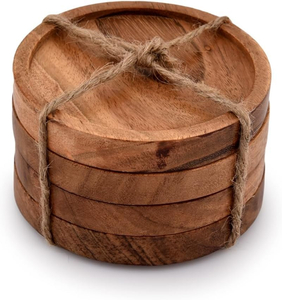 Dessous de verre en bois massif rustique et élégant fait à la main maison cuisine bureau table à manger tasses à thé tasses à café canettes de bière bar verres à eau 2024 - Product Image 5