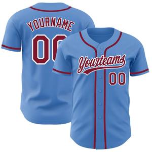 Pakistan Sportswear Industry Custom Powder Blue Crimson-White Maillot de baseball authentique - Product Image 1