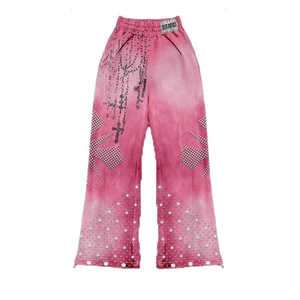 Ensemble deux pièces vintage pour homme, personnalisé, hiver, entièrement orné de strass, 100% coton, imprimé à l'écran, sweat-shirt à capuche, pantalon de jogging, lavage à l'acide, évasé - Product Image 6