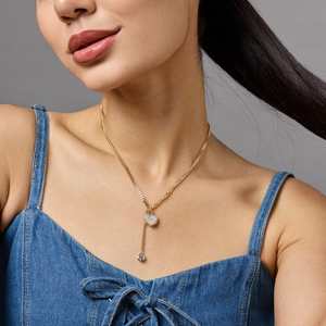 Collar Vintage de Moda 192335, Chapado en Oro, Aleación de Zinc, con Forma de Corazón, Número, Cruz, Diamante de Imitación, Perla, Cadena de Serpiente, para Regalo - Product Image 2
