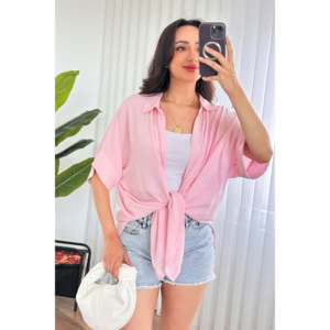 เสื้อคลุมกิโมโนแขนสั้นสีชมพูแบบขายส่ง - สีชมพู - Product Image 2