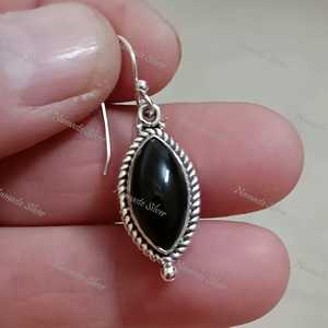 Pendientes de Ónix Negro, Plata de Ley 925, con Forma de Marquesa, Joyería con Piedra de Nacimiento de Julio - Product Image 5