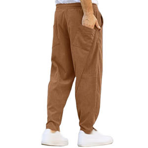 Pantalon décontracté pour homme en lin/coton, haute durabilité, respirant, poids lourd, taille à cordon, poches latérales, teinture unie - Product Image 2