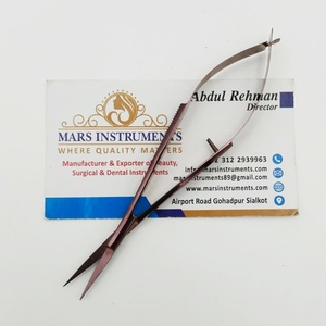 Acción de resorte Hoja recta Acero inoxidable 4,5 pulgadas Tijeras duraderas para apretar Recortador de cutículas Color oro rosa - Product Image 6