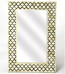 Handcrafted Modern Luxury Bone <b>Wall</b> <b>Mirror</b> & Decor by Crescent Crafts Customizable Shape for Living Room Office for Anniversary - Product Image 1