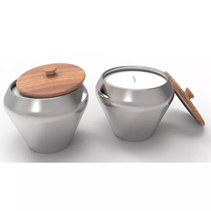 Chaud fantaisie moderne en bois couvercle en acier inoxydable fantaisie porte-cire pour la maison et la décoration de mariage bougeoir pour la décoration de la maison - Product Image 2