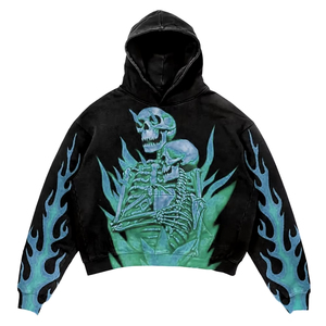 Sweat à capuche court en coton 100% coton de haute qualité avec logo hommes Anti-rétrécissement French Terry Vintage Hoodies - Product Image 5