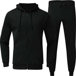 Ensemble de survêtement pour homme, décontracté, hiver, 2 pièces, motif uni, couleur personnalisée, fermeture éclair intégrale, col rabattu, coupe régulière, 2 en 1 réversible - Product Image 2
