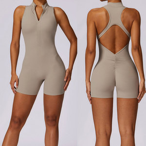 Biểu Tượng Tùy Chỉnh In Thoáng Khí Nylon <span class=keywords><strong>Spandex</strong></span> Phía Trước Dây Kéo Phòng Tập Thể Dục Tập Thể Dục Yoga Thể Thao Bodysuit/Jumpsuit Một Mảnh Thể Thao Jumpsuit - Product Image 5