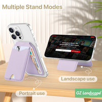 Porte-cartes de téléphone pour femmes Cadeau promotionnel Logo personnalisé Miroir de maquillage Slim Pu Leather Strong Phone Stand Magnetic Wallet