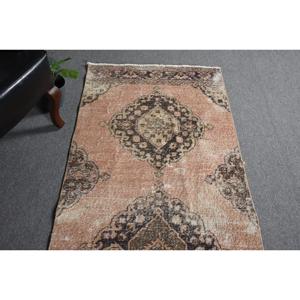 Turkish 2.7x13.2 ft Rug, Vintage Rug, <b>Brown</b> Patchwork Rug <b>Wool</b> - Product Image 4