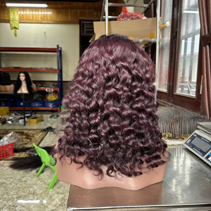 Cheveux bruts vierges vietnamiens 180% densité courts bouclés Bob perruques de cheveux humains pour les femmes bouclés transparents - Product Image 1