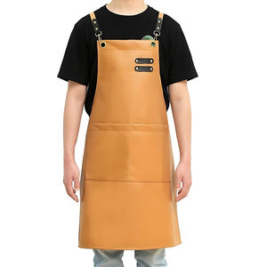 Delantales de peluquero de cuero genuino 100% para salones Delantal de salón personalizado con correas ajustables - Product Image 2