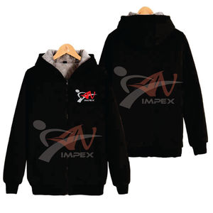 คุณภาพสูงที่กําหนดเองการพิมพ์โลโก้ผู้ชายซิป Hoodie วัสดุที่กําหนดเองยืดหยุ่นผู้ชายเสื้อสเวตเตอร์ Hoodie - Product Image 4