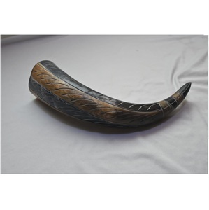 Recién llegado, artesanía natural, cuerno para beber de Búfalo, vaca tallada para decoración navideña, adorno vikingo pulido - Product Image 1