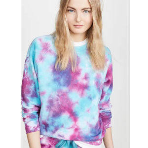 Estilo Mujer Tie Dye Sudadera Bloque de color Cuello redondo Camiseta Mujer Manga larga Estampado floral Pullover Sudadera con capucha Sudadera de algodón - Product Image 4