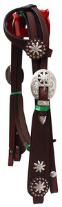 Cabecera de caballo occidental de dos orejas de alta calidad, equipo de equitación ecuestre con circunferencia de cuero de instalación de tubería de barril incluida - Product Image 6