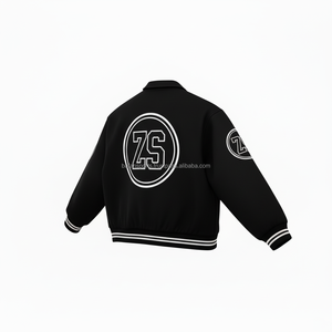 Heavyweight <b>Wool</b> Varsity Jacket Black White Contrast Trim Custom Embroidery Logo Design Durable Wear Varsity Jacket for man - Product Image 4