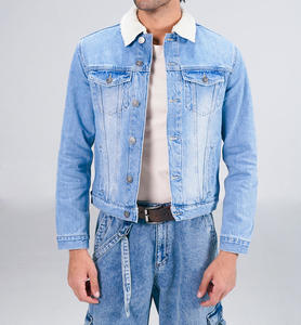 Fabricantes de ropa personalizada Chaqueta de exterior vintage Chaqueta de mezclilla no elástica recortada ajustada para hombre - Product Image 1