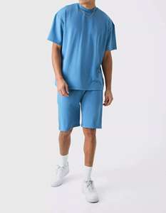 Conjuntos de dos piezas de calidad superior Twin Sets 100% algodón de manga corta para hombres y conjuntos de camiseta con tela personalizable - Product Image 4