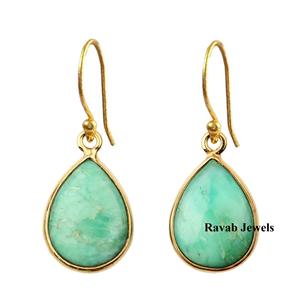 Super qualité 925 boucles d'oreilles en argent Sterling huître épineuse cuivre Turquoise forme de poire 12x16mm pierre précieuse cadeau mignon pour les femmes - Product Image 4