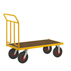 Yellow Heavy Duty Wood <b>Platform</b> <b>Trolley</b> KM144650 Series 144 Four-Wheel Frame Industrial Outdoor Shopping Storage OEM - Product Image 1