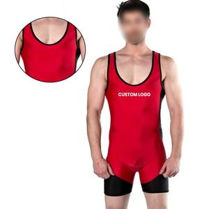 Combinaison de lutte pour homme respirante de haute qualité, couleur contrastée rouge et noir, service OEM, vente en gros, avec OEM - Product Image 6