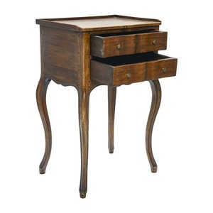 French Style Solid Wood Weathered Oak Nightstand with 2 Drawers Traditional <b>Antique</b> Design for Bedroom and Living Room Storage - Product Image 4