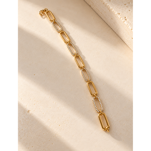 Bracelet jonc géométrique pavé en laiton, cuivre ou acier inoxydable - Product Image 3