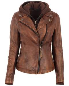 Leather <b>Jacket</b> for Men and Women with Faux <b>Fur</b> <b>Hooded</b> Breathable & Windproof Cotton Lined Winter Classy Vintage - Product Image 6