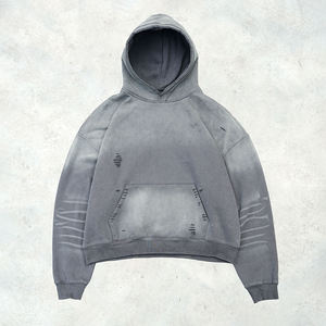 Sudadera con capucha de algodón pesado Retro de alta calidad para hombre, Sudadera con capucha de calle con gráfico de logotipo personalizado, Sudadera con capucha de gran tamaño de otoño - Product Image 4