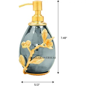 Vente en gros d'argent brillant poli de haute qualité distributeur de savon liquide Floral Designer accessoires de salle de bain - Product Image 3