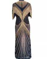 Robe de soirée de mariage grande taille de créateur, style égyptien, broderie à la main perlée et pailletée, franges, longueur ras du sol, coupe princesse