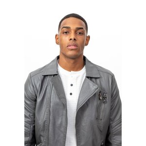 Veste en simili cuir pour homme avec col roulé grenat, vêtement d'extérieur respirant pour l'hiver, Imperio Shop Imp8006 - Product Image 2