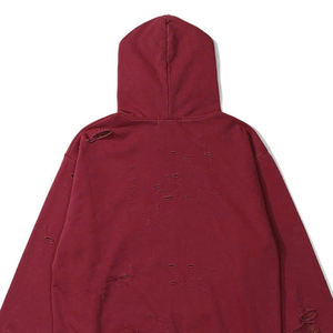 Sudadera con capucha de patrón sólido personalizado Unisex con cremallera de gran tamaño lavado ácido desgastado Casual pulóver sudadera bordada de invierno - Product Image 3