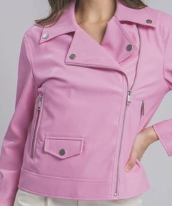 Chaqueta de invierno informal de gran tamaño de bombardero de cuero genuino para mujer, cuello vuelto, cremallera, prendas de vestir exteriores ecológicas a prueba de viento - Product Image 6