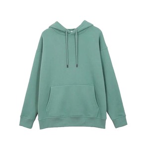 Women's Oversized Hoodie Solid Color Fleece Cotton Sweatshirt With Pockets Regular Length Autumn Wear - Product Image 4