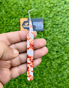 Pince à épiler professionnelle pour extension de cils impression en marbre pointe entièrement fermée poignée solide pince à cils en acier inoxydable durable - Product Image 1