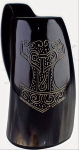 Natural viking carving drinking horn beer and <b>coffee</b> <b>mug</b> for home hotel restaurants from India . - Product Image 2