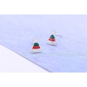 Orecchini alla moda albero di natale 18K placcatura in oro tempestato di diamanti in oro rosa oro principale 100% argento Sterling include confezione regalo - Product Image 4